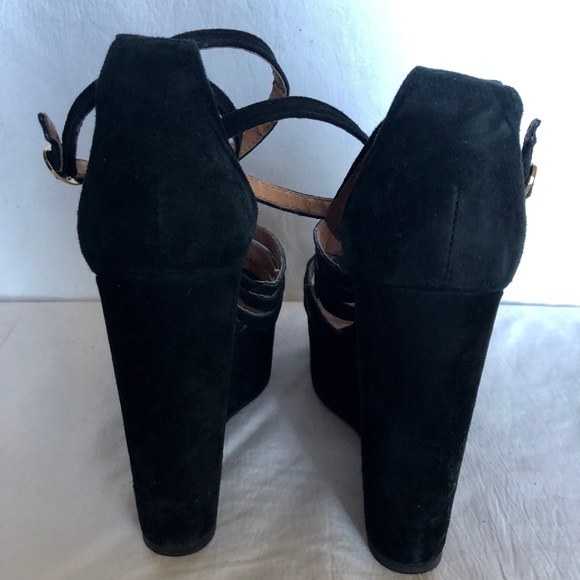Topshop Black Strappy Wedges - Picture 3 of 4